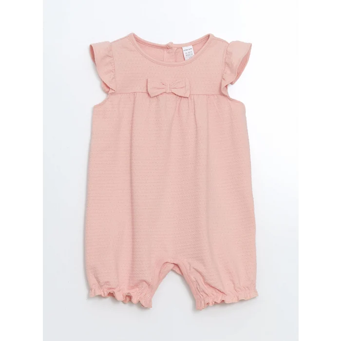 LCW baby PEMBE Bisiklet Yaka Kurdele Detaylı Kız Bebek Tulum