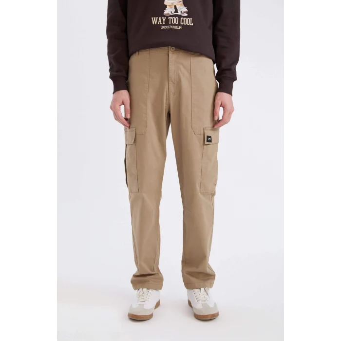 Defacto B4142 Bej Yazlık Kargo Cepli Düz Paça Pantolon