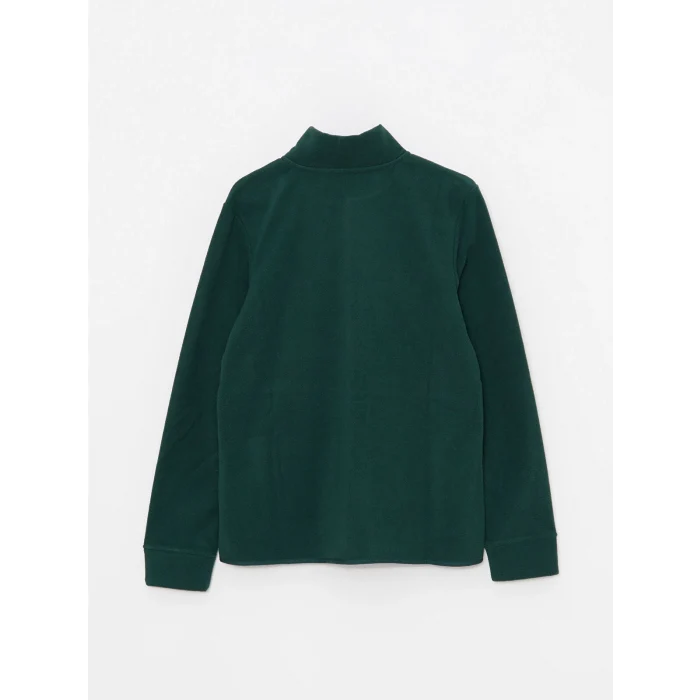 LCWAIKIKI Basic YEŞİL Dik Yaka Düz Uzun Kollu Polar Kadın Spor Hırka