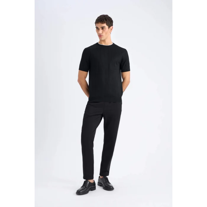 Defacto C6022 Siyah Kışlık Jogger Pantolon Basic Düz Beli Bağcıklı Cepli Düz Paça