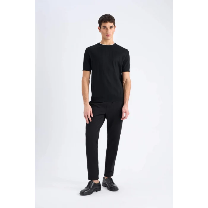 Defacto C6022 Siyah Kışlık Jogger Pantolon Basic Düz Beli Bağcıklı Cepli Düz Paça