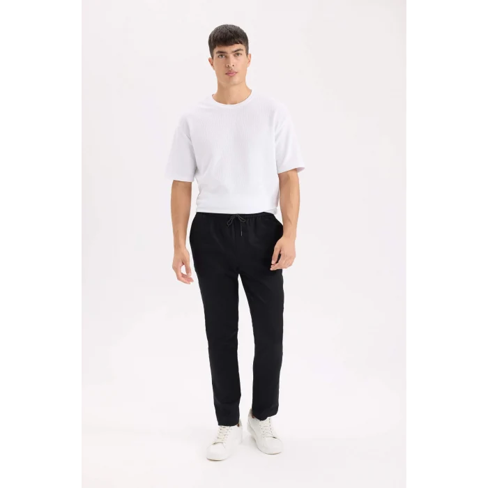 Defacto D5966 Siyah Yazlık Jogger Pantolon Penye Beli Bağcıklı Cepli