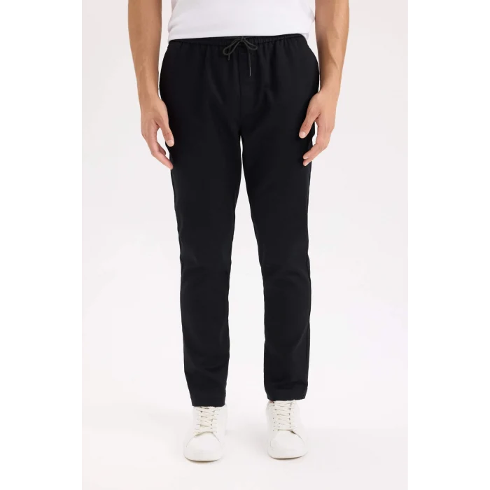 Defacto D5966 Siyah Yazlık Jogger Pantolon Penye Beli Bağcıklı Cepli