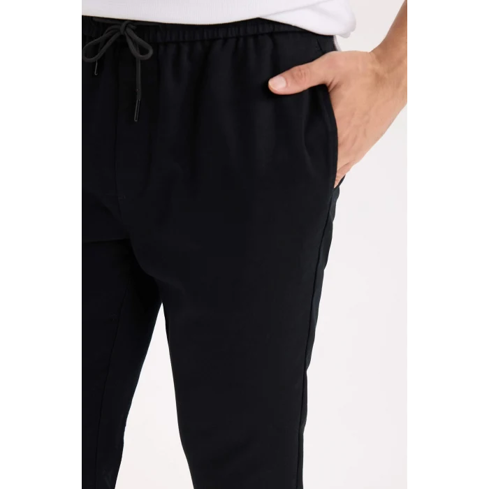Defacto D5966 Siyah Yazlık Jogger Pantolon Penye Beli Bağcıklı Cepli