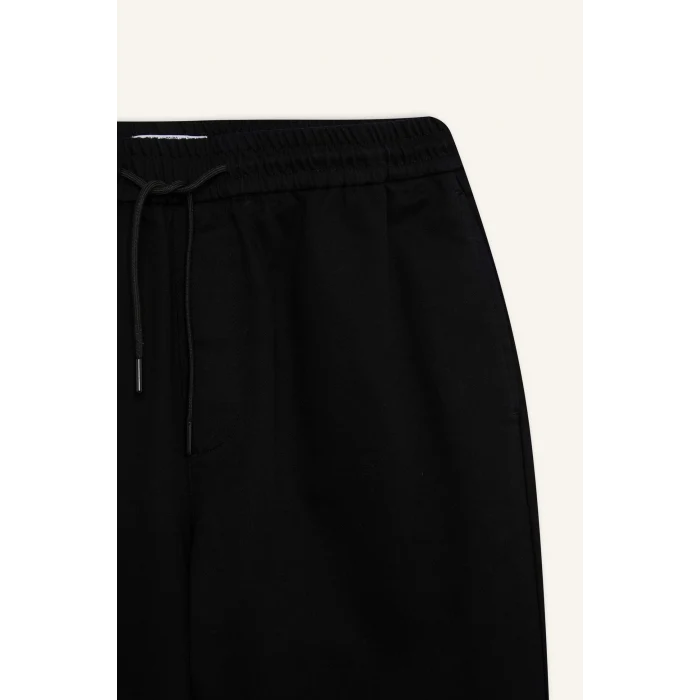 Defacto D5966 Siyah Yazlık Jogger Pantolon Penye Beli Bağcıklı Cepli