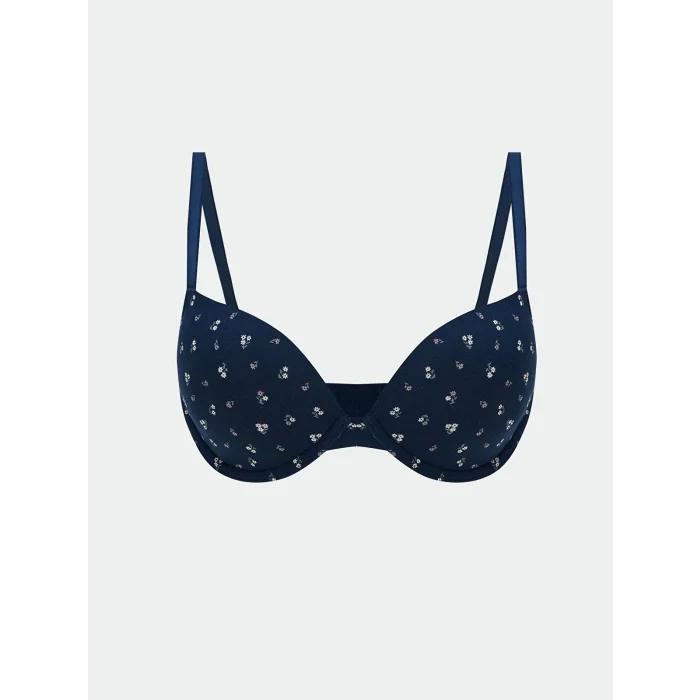 LCW DREAM LACİVERT Balenli Dolgusuz Çiçekli Tişört Sütyen