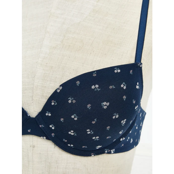 LCW DREAM LACİVERT Balenli Yarım Dolgulu Çiçekli Tişört Sütyen