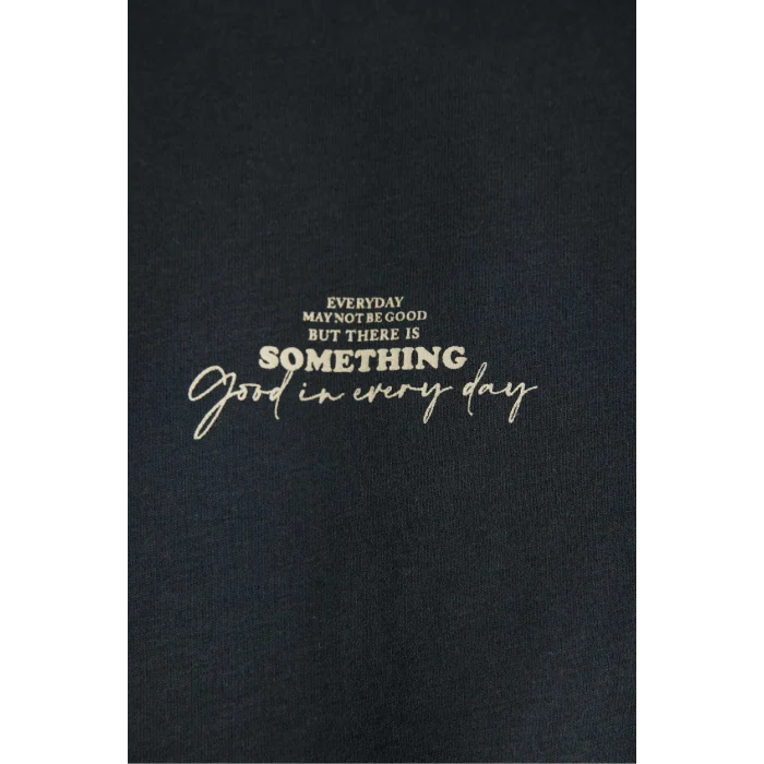 Defacto B4650 Antrasit Comfort Regular Fit Rahat Kalıp Bisiklet Yaka Sırt Baskılı Kısa Kollu Tişört