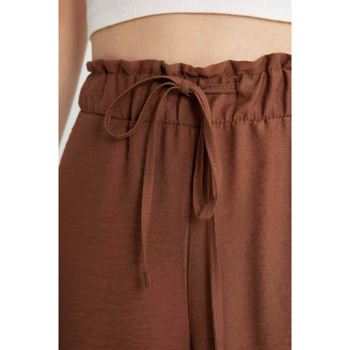 Defacto A6764 Kahve Beli Lastikli Keten Görünümlü Kapri