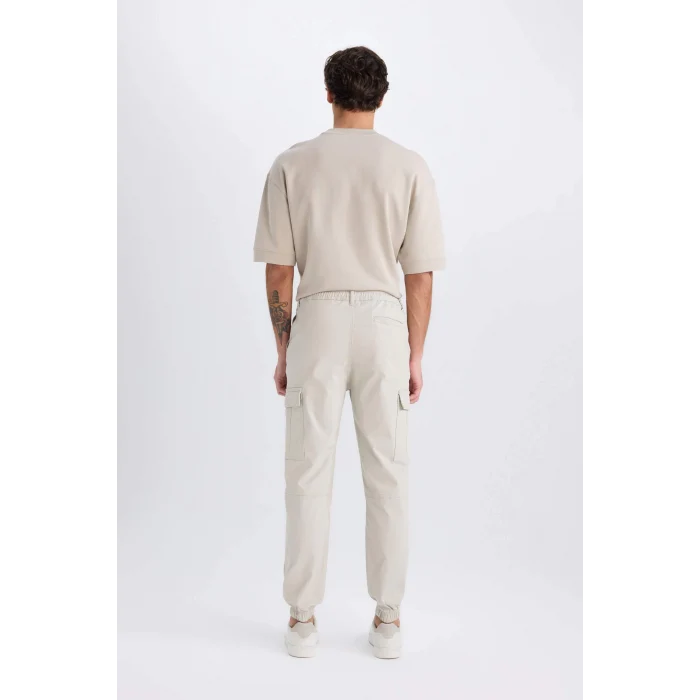 Defacto C9163 Bej Regular Gabardin Jogger Pantolon Kargo Cepli Beli Paçası Lastikli