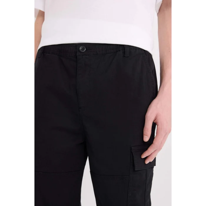 Defacto C9163 Siyah Regular Gabardin Jogger Pantolon Kargo Cepli Beli Paçası Lastikli