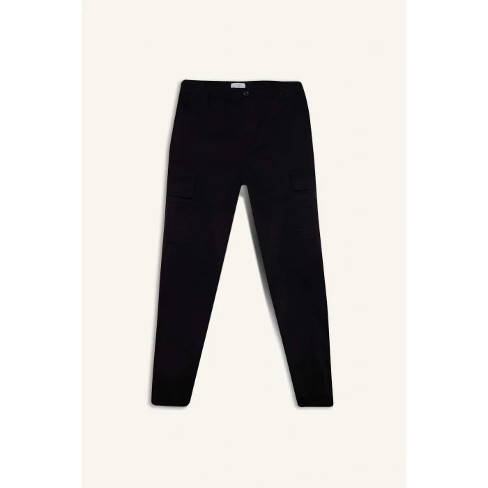 Defacto C9163 Siyah Regular Gabardin Jogger Pantolon Kargo Cepli Beli Paçası Lastikli