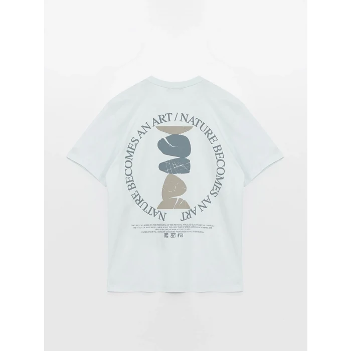 LCW Casual MAVİ Bisiklet Yaka Kısa Kollu Baskılı Penye Erkek Tişört