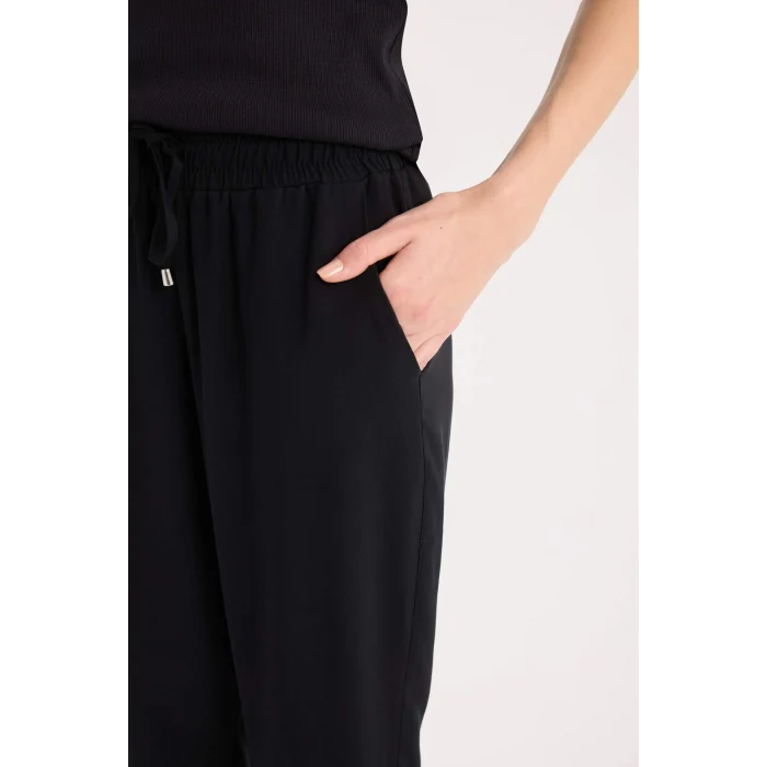 Defacto L3164 Siyah Harem Belmando Kumaş Pantolon Cepli Normal Bel Basic Düz Paça