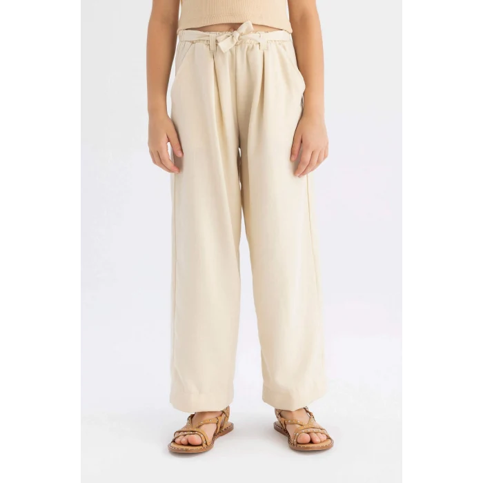 Defacto C0273 Bej Kız Çocuk Wide Leg Geniş Paça Pantolon