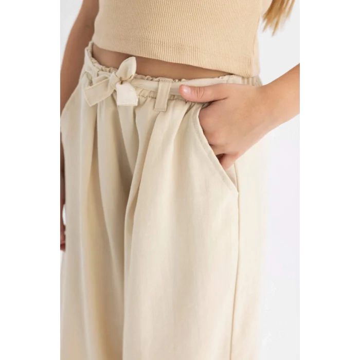 Defacto C0273 Bej Kız Çocuk Wide Leg Geniş Paça Pantolon