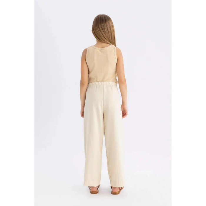 Defacto C0273 Bej Kız Çocuk Wide Leg Geniş Paça Pantolon