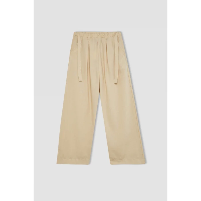 Defacto C0273 Bej Kız Çocuk Wide Leg Geniş Paça Pantolon