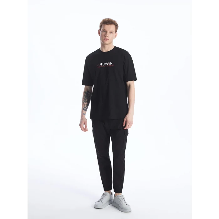 XSIDE SİYAH Bisiklet Yaka Kısa Kollu Baskılı Penye Erkek Tişört