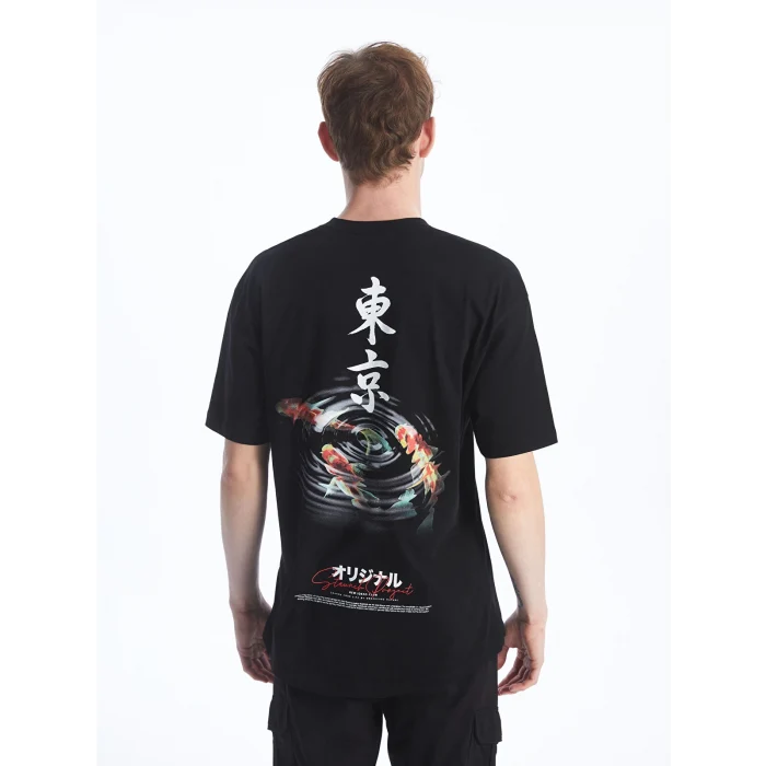 XSIDE SİYAH Bisiklet Yaka Kısa Kollu Baskılı Penye Erkek Tişört