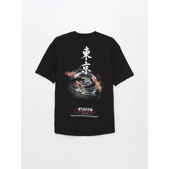 XSIDE SİYAH Bisiklet Yaka Kısa Kollu Baskılı Penye Erkek Tişört