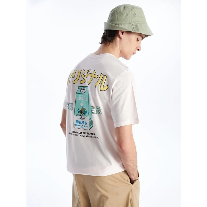 XSIDE PEMBE Bisiklet Yaka Kısa Kollu Baskılı Penye Erkek Tişört