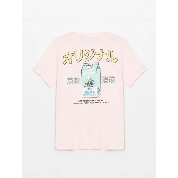 XSIDE PEMBE Bisiklet Yaka Kısa Kollu Baskılı Penye Erkek Tişört