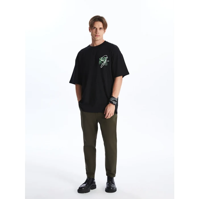 XSIDE SİYAH Bisiklet Yaka Kısa Kollu Baskılı Penye Erkek Tişört