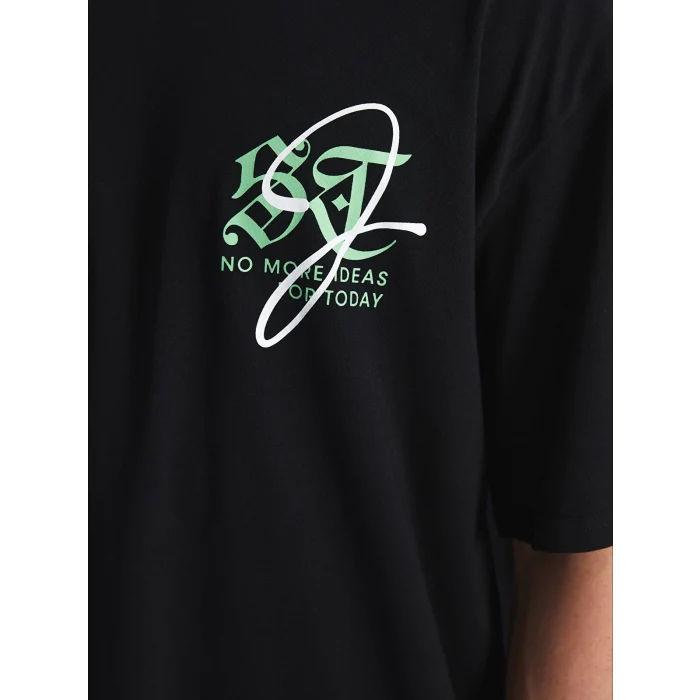 XSIDE SİYAH Bisiklet Yaka Kısa Kollu Baskılı Penye Erkek Tişört