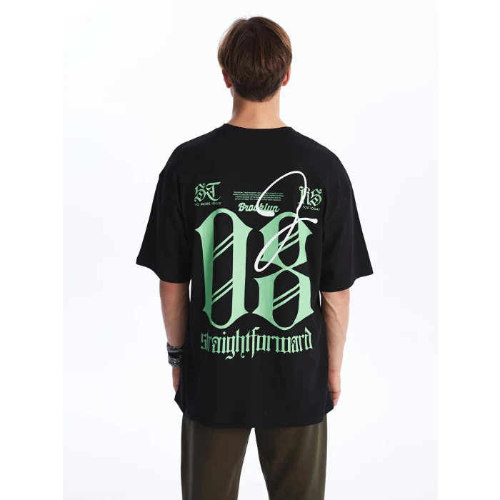 XSIDE SİYAH Bisiklet Yaka Kısa Kollu Baskılı Penye Erkek Tişört