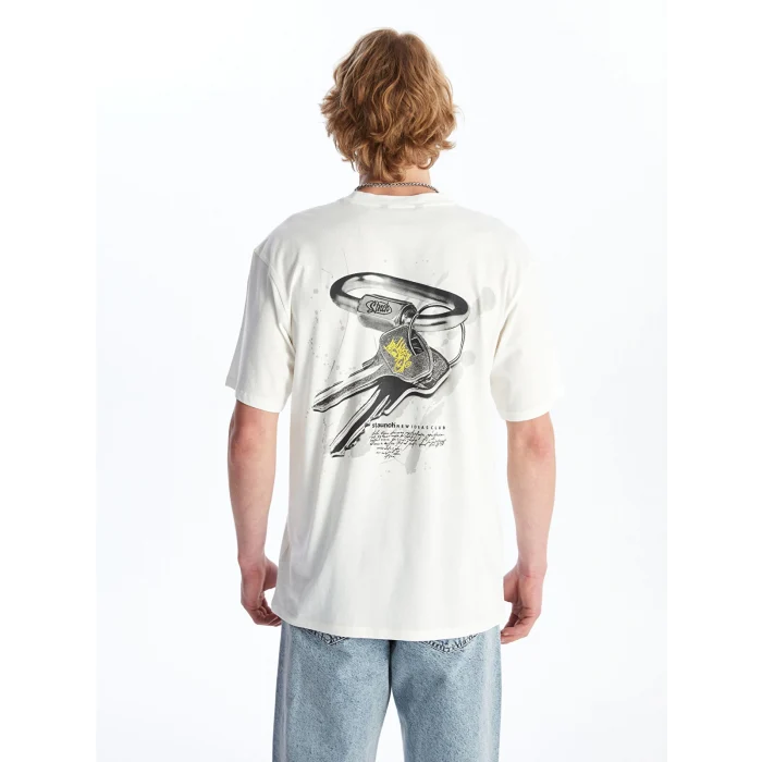XSIDE EKRU Bisiklet Yaka Kısa Kollu Baskılı Penye Erkek Tişört