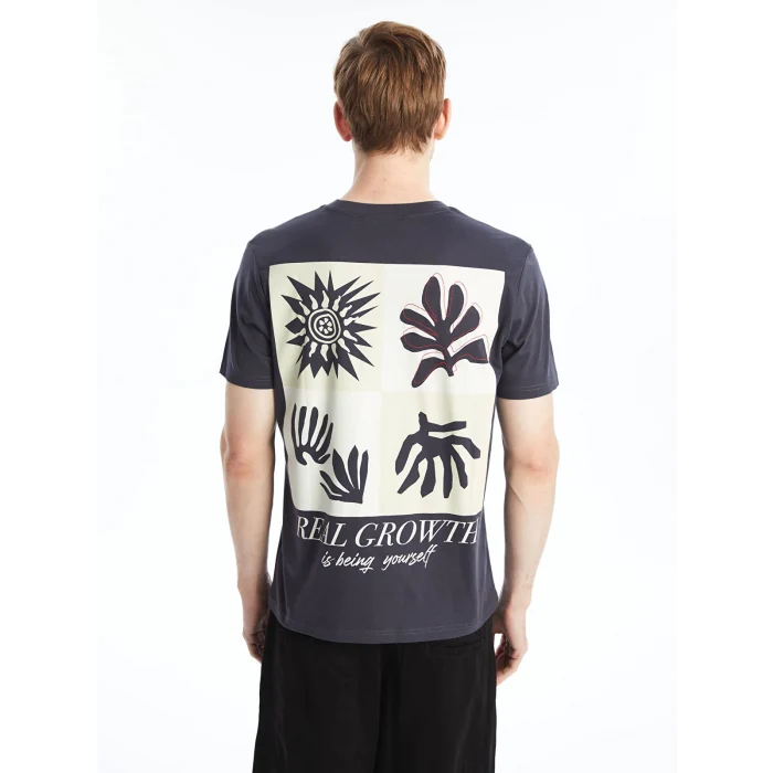 LCW Casual ANTRASİT Bisiklet Yaka Kısa Kollu Baskılı Penye Erkek Tişört