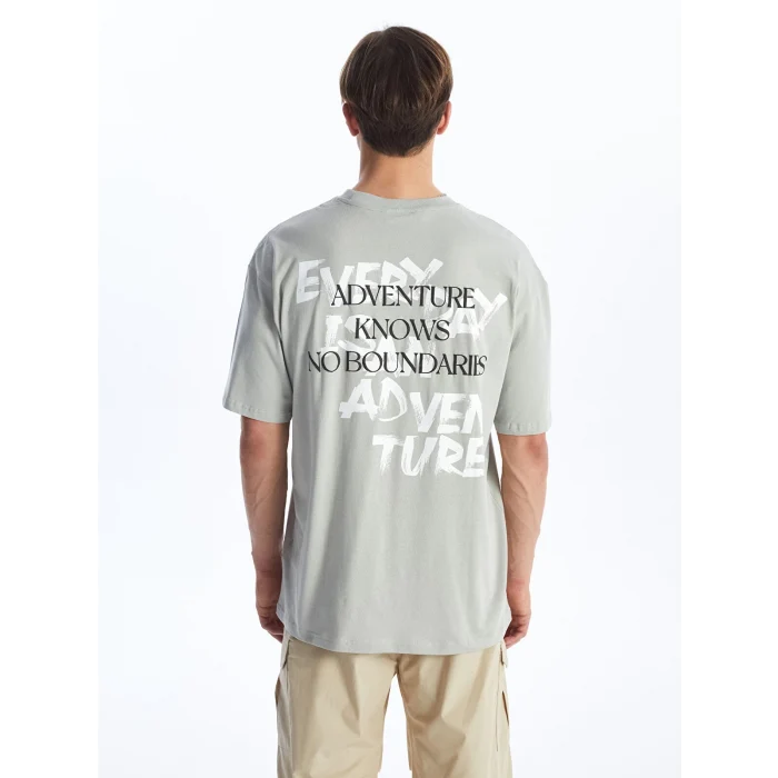 XSIDE GRİ Bisiklet Yaka Kısa Kollu Baskılı Penye Erkek Tişört