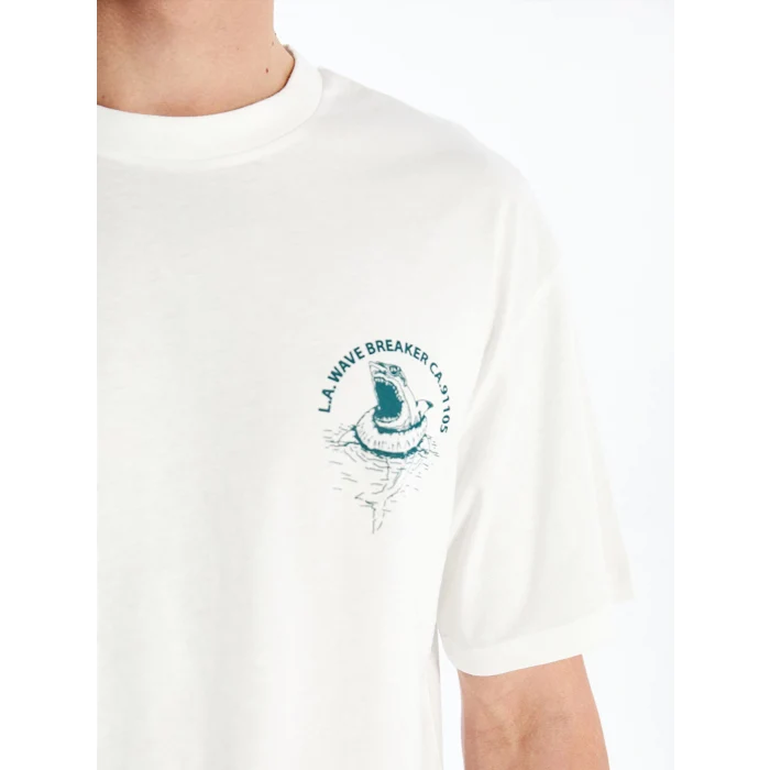 XSIDE EKRU Bisiklet Yaka Kısa Kollu Baskılı Penye Erkek Tişört