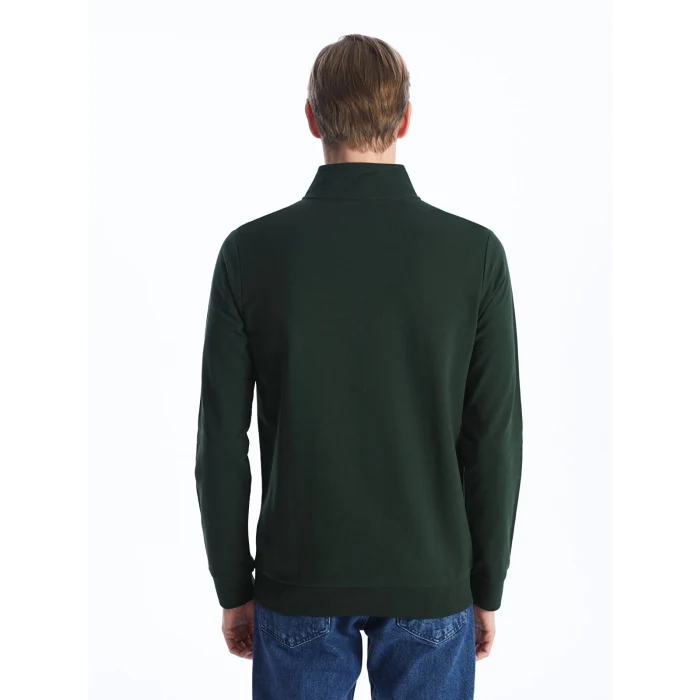 LCWAIKIKI Classic YEŞİL Dik Yaka Uzun Kollu Renk Bloklu Erkek Sweatshirt