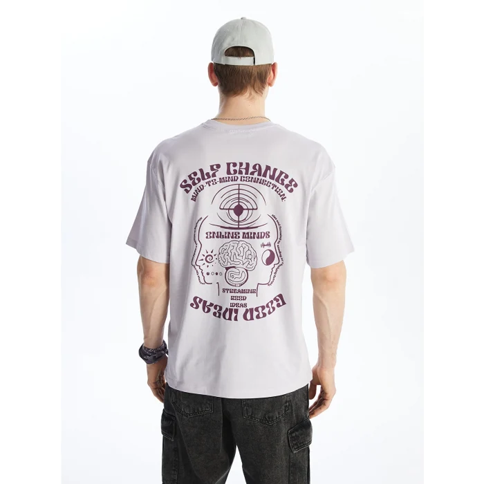 XSIDE LİLA Bisiklet Yaka Kısa Kollu Baskılı Penye Erkek Tişört