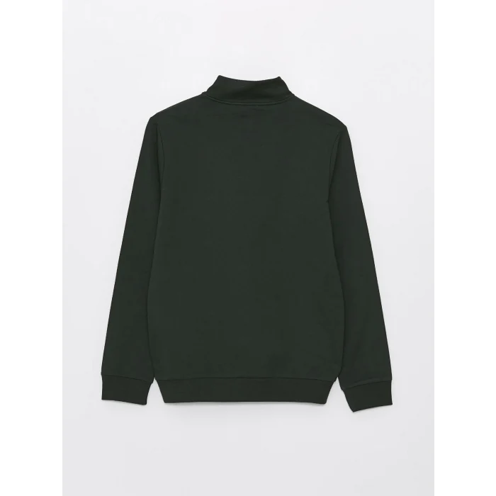 LCWAIKIKI Classic YEŞİL Dik Yaka Uzun Kollu Renk Bloklu Erkek Sweatshirt