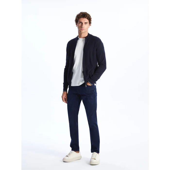 LCWAIKIKI Classic LACİVERT Standart Kalıp Dik Yaka Erkek Triko Hırka