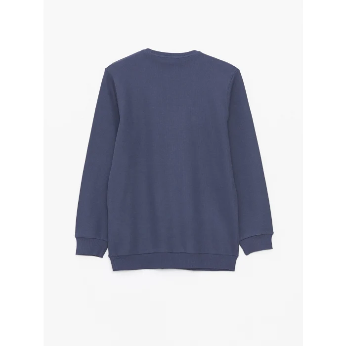 LCWAIKIKI Classic İNDİGO Bisiklet Yaka Uzun Kollu Erkek Sweatshirt