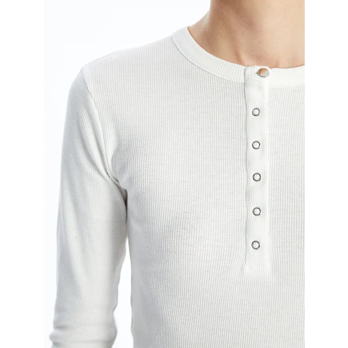 LCWAIKIKI Basic BEYAZ Bisiklet Yaka Kadın Body