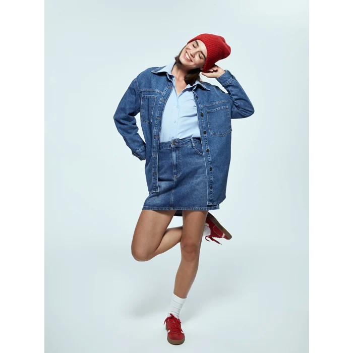 LCW Vision İNDİGO Standart Fit Kadın Jean Etek