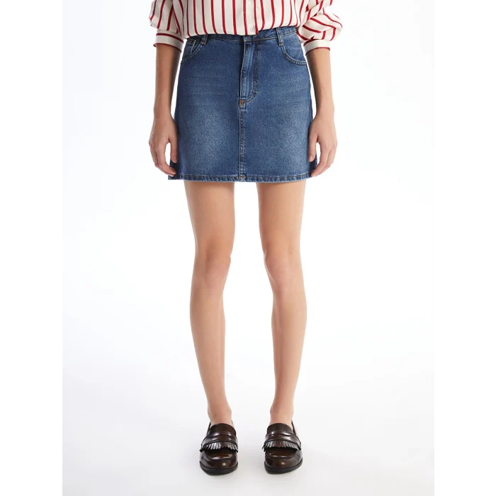 LCW Vision İNDİGO Standart Fit Kadın Jean Etek