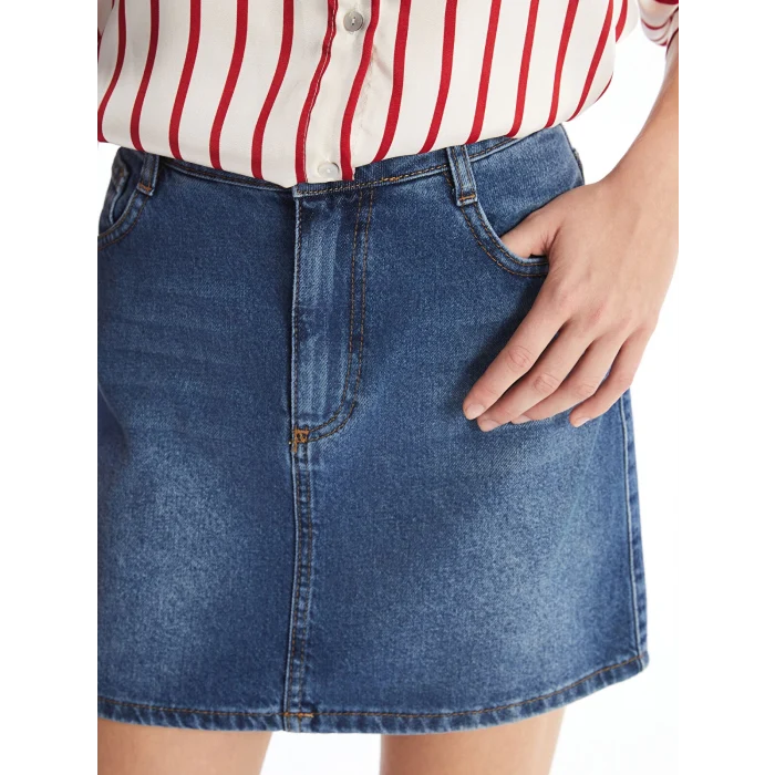 LCW Vision İNDİGO Standart Fit Kadın Jean Etek