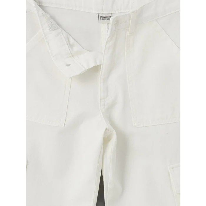 LCW Kids EKRU Beli Ayarlanabilir Lastikli Kız Çocuk Kargo Pantolon