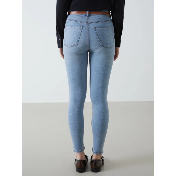 LCW Jeans İNDİGO Beli Kemerli Jüpiter Süper Skinny Fit Jean Pantolon