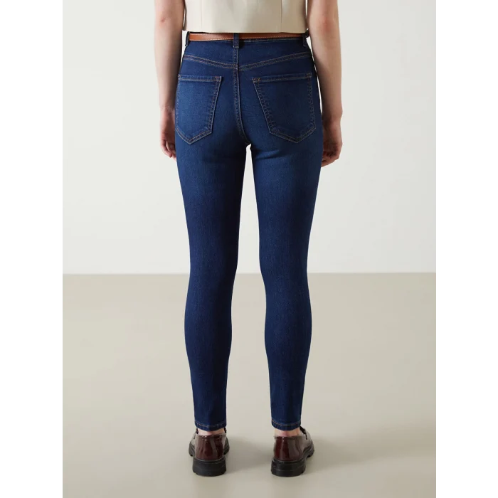 LCW Jeans İNDİGO Beli Kemerli Jüpiter Süper Skinny Fit Kadın Jean Pantolon