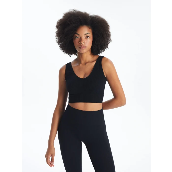 XSIDE ACTIVE SİYAH V Yaka Düz Seamless Kadın Spor Büstiyer