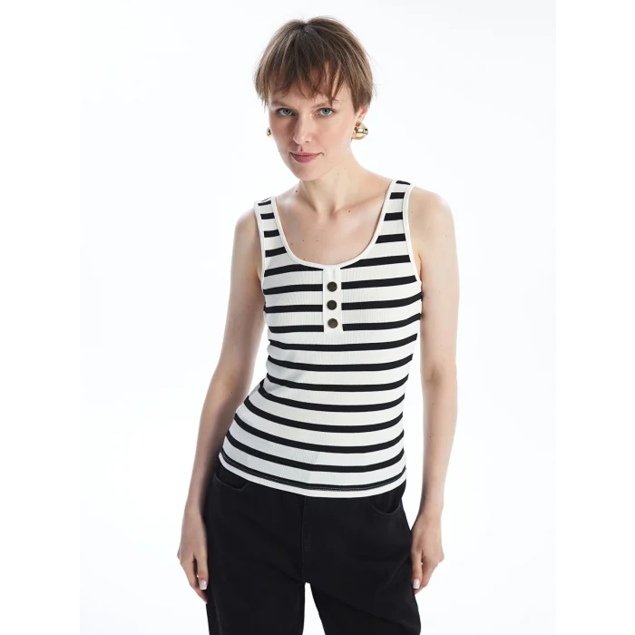 LCW Vision EKRU U Yaka Çizgili Kadın Atlet