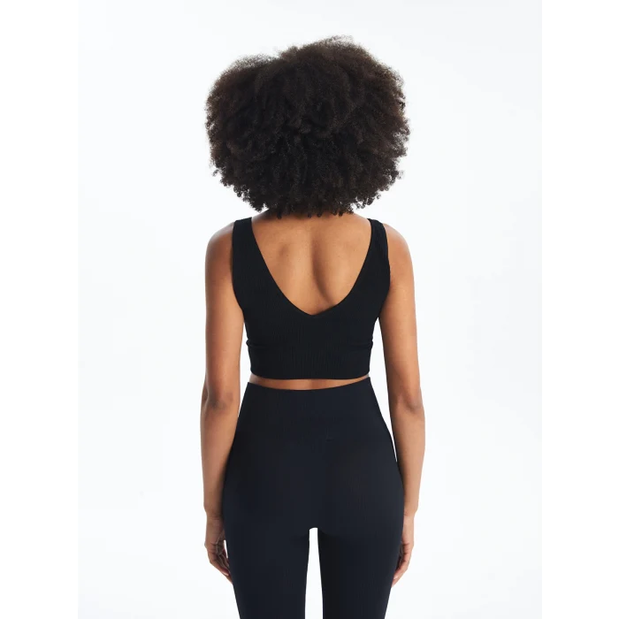 XSIDE ACTIVE SİYAH V Yaka Düz Seamless Kadın Spor Büstiyer