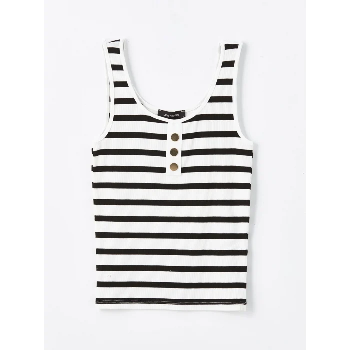 LCW Vision EKRU U Yaka Çizgili Kadın Atlet